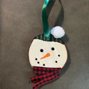2025 Festive Snowman Ornament with Green Ribbon